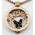 Hot Selling Fashion 316L Stainless Steel Locket Pendant Jewelry with Pave Stones